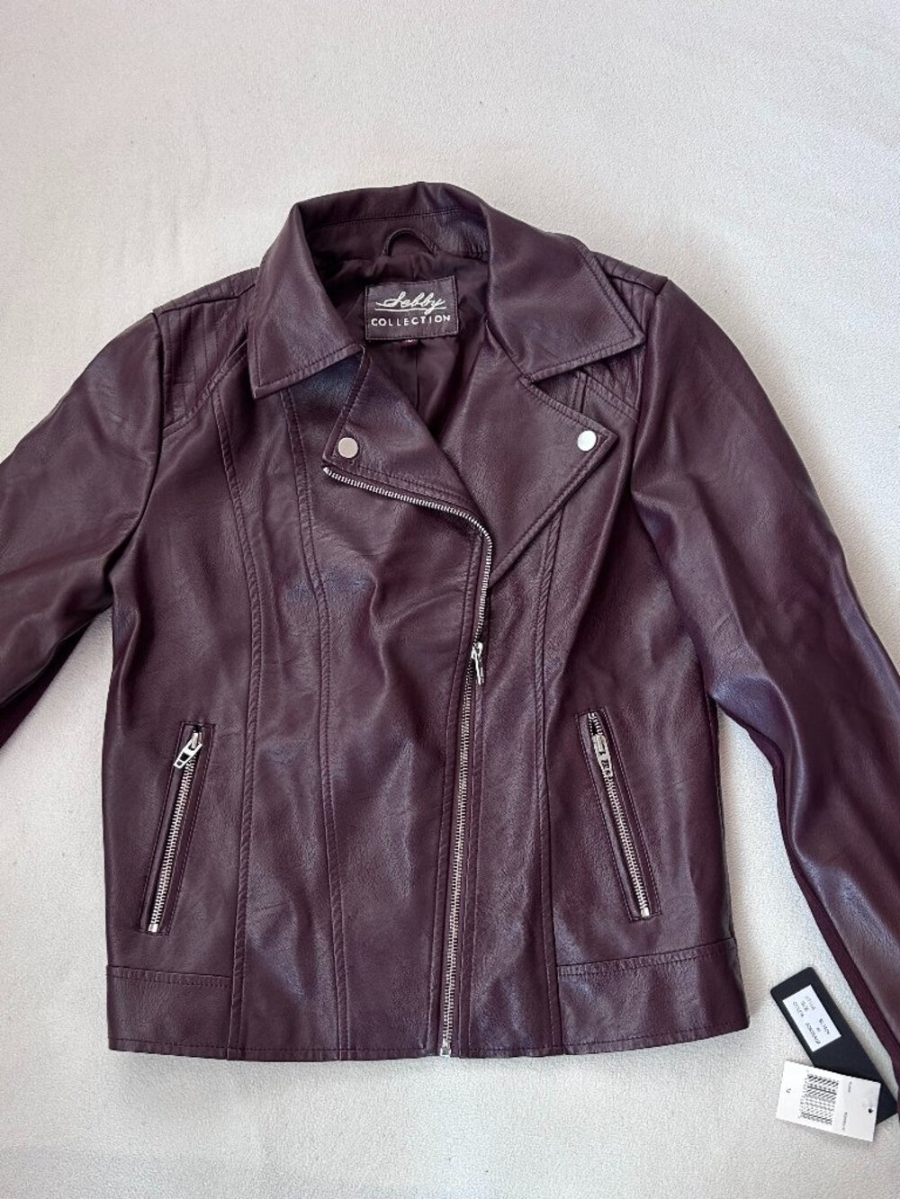 Sebby Collection Faux Leather Moto Jacket | Women's Medium | NWT | Burgundy